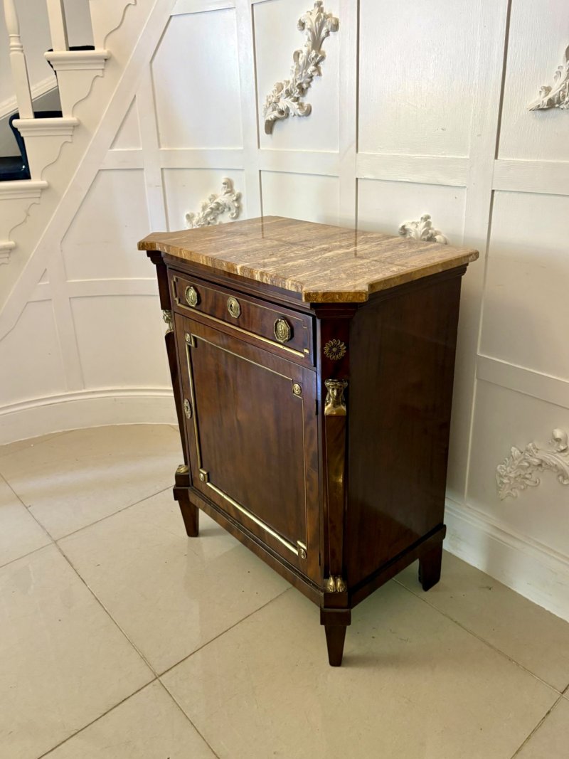 Antique 19th Century French Quality Figured Mahogany Marble Top Side Cabinet - Image 8